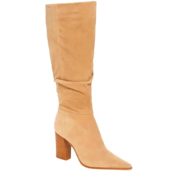 Vince Camuto Derika Leather Boot - Tortilla Suede Size 8.5 Wide Calf - Picture 1 of 7